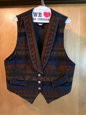 Vintage Roughrider Wool Blend Patterned Vest- Size L